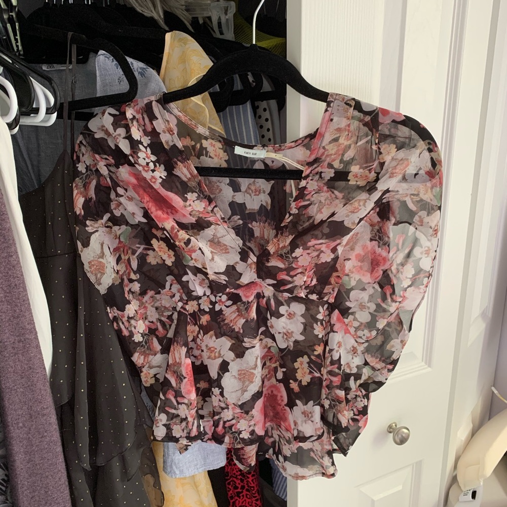 KIMCHI BLUE Sheer floral top